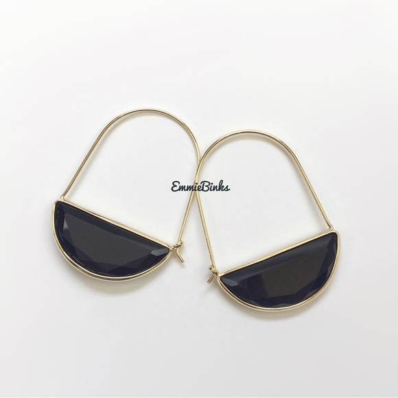 ✨3for$38 New Black Anthro Glass Crescent Hoop Earrings -Glass Dangle Earrings - Picture 7 of 13